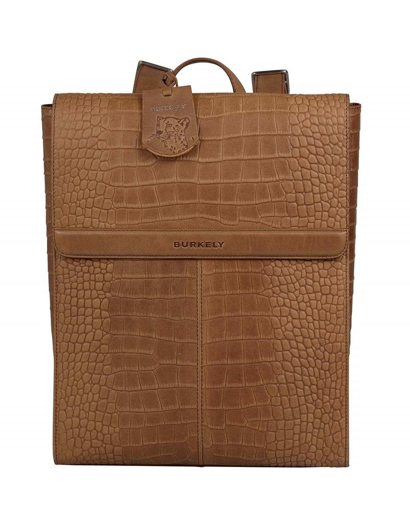 Burkely Leren Dames Werktas Rugtas 14 Inch Croco Cognac