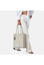 Burkely Leder Damen Arbeitstasche Shopper Croco Off White