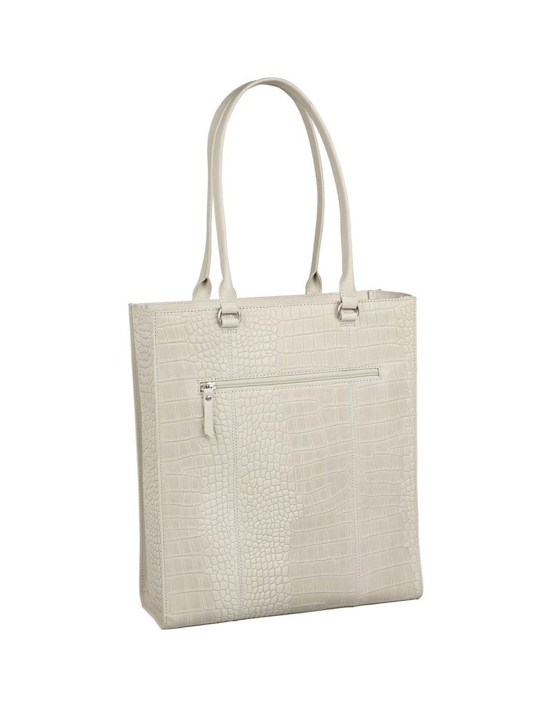 Burkely Leder Damen Arbeitstasche Shopper Croco Off White