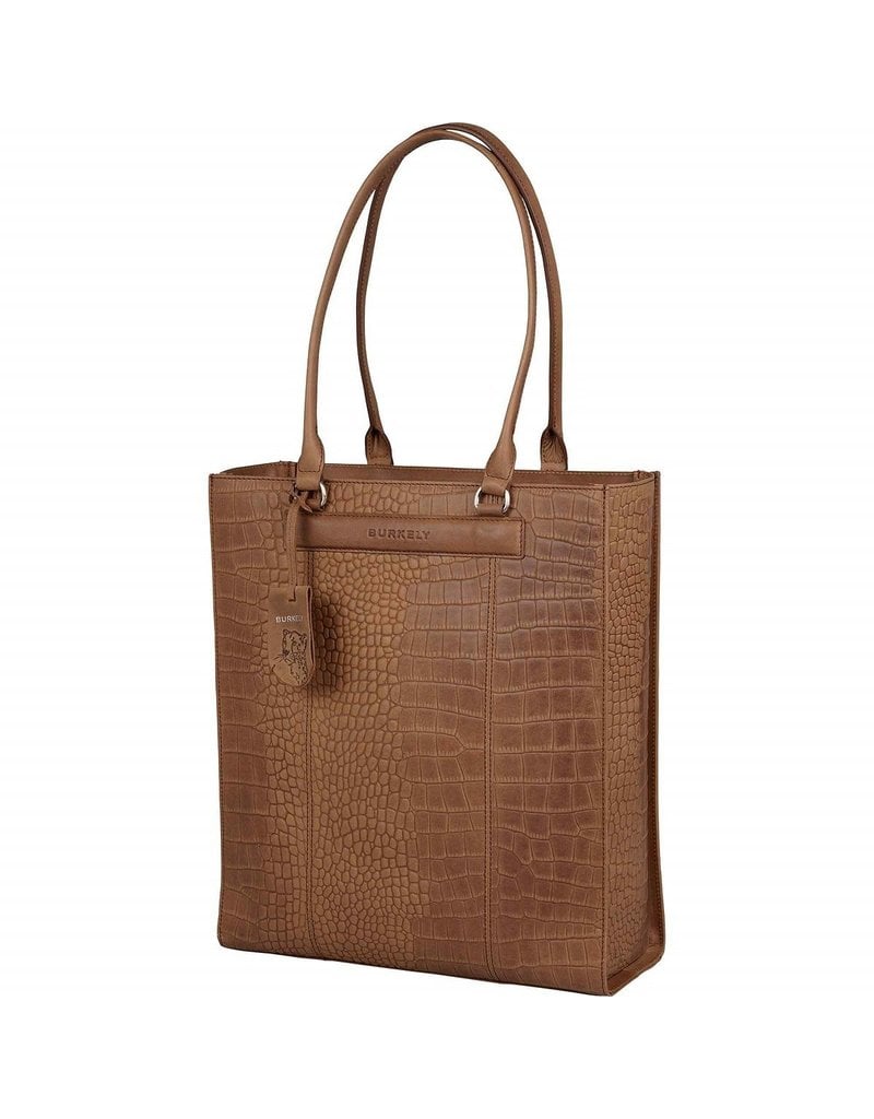 Burkely Leder Damen Arbeitstasche Shopper Croco Cognac