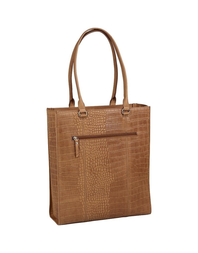 Burkely Leder Damen Arbeitstasche Shopper Croco Cognac