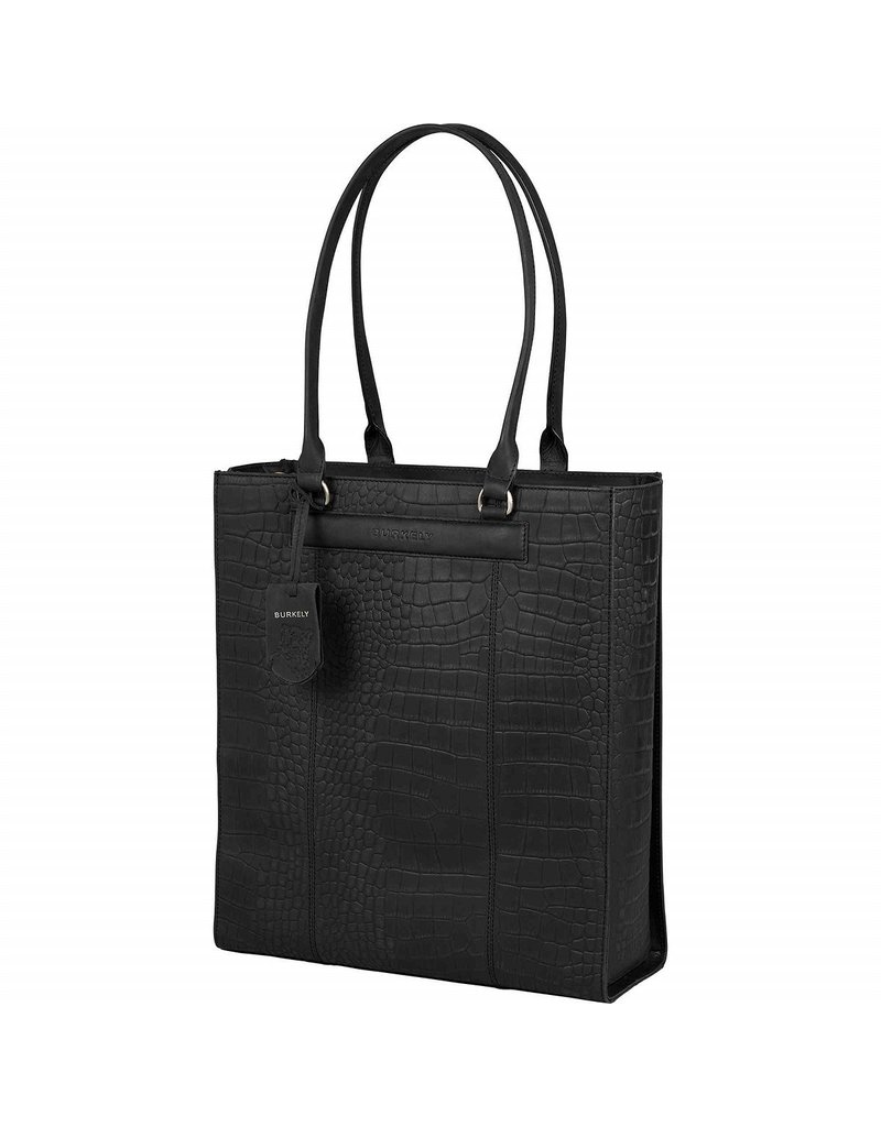 Burkely Leren Dames Werktas Shopper 14 Inch Croco Zwart