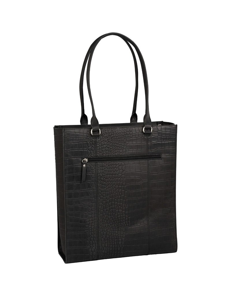 Burkely Leder Damen Arbeitstasche Shopper Croco Schwarz