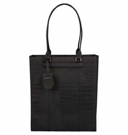 Burkely Leder Damen Arbeitstasche Shopper Croco Schwarz