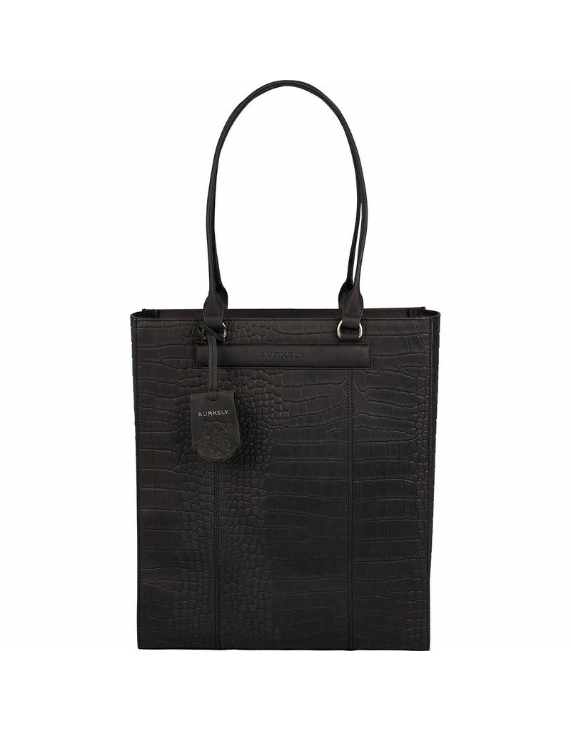 Burkely Leder Damen Arbeitstasche Shopper Croco Schwarz