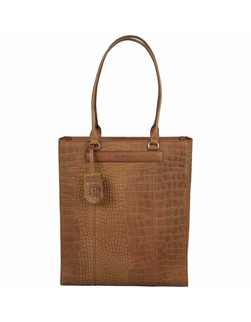 Burkely Leder Damen Arbeitstasche Shopper Croco Cognac