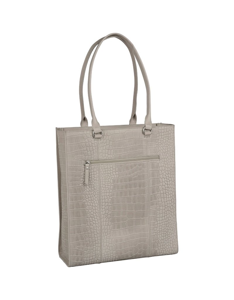 Burkely Leder Damen Arbeitstasche Shopper Croco Hell Grau