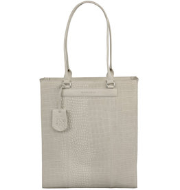 Burkely Leder Damen Arbeitstasche Shopper Croco Off White