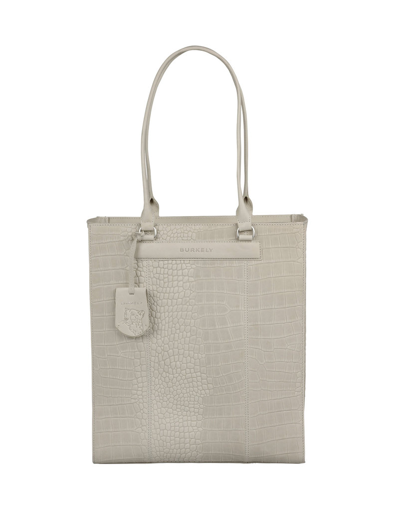 Burkely Leren Dames Werktas Shopper 14 Inch Croco Gebroken Wit