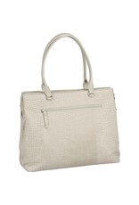 Burkely Damen Leder Arbeitstasche Laptoptasche 13.3 Zoll Croco Off White