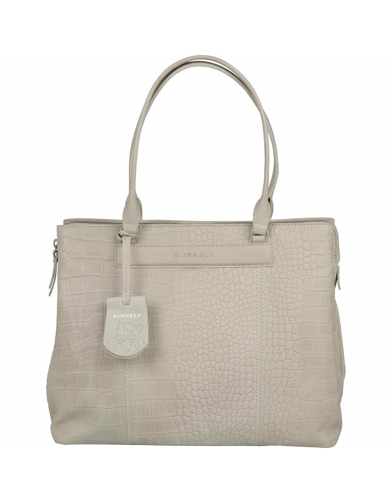 Burkely Damen Leder Arbeitstasche Laptoptasche 13.3 Zoll Croco Off White