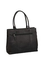 Burkely Damen Leder Arbeitstasche Laptoptasche 13.3 Zoll Croco Schwarz