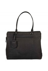 Burkely Damen Leder Arbeitstasche Laptoptasche 13.3 Zoll Croco Schwarz