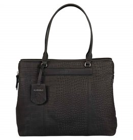 Burkely Damen Leder Arbeitstasche Laptoptasche 13.3 Zoll Croco Schwarz