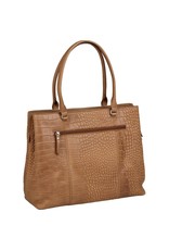 Burkely Damen Leder Arbeitstasche Laptoptasche 13.3 Zoll Croco Cognac