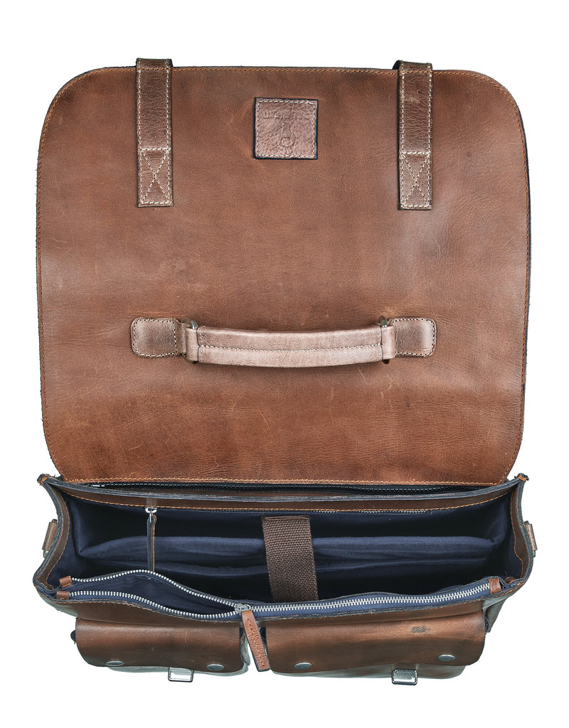 Bull & Hunt Geräumige Leder Arbeitstasche Messenger Bag Dark Cognac