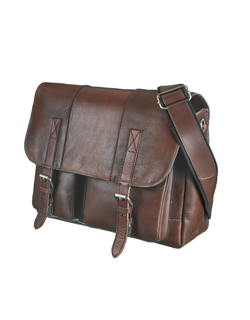 Bull & Hunt Geräumige Leder Arbeitstasche Messenger Bag Dark Cognac