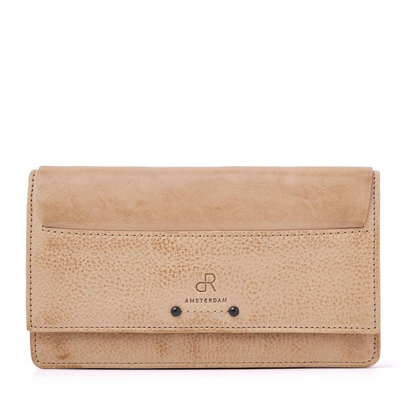 dR Amsterdam Zacht Leren Harmonica Portemonnee Beige