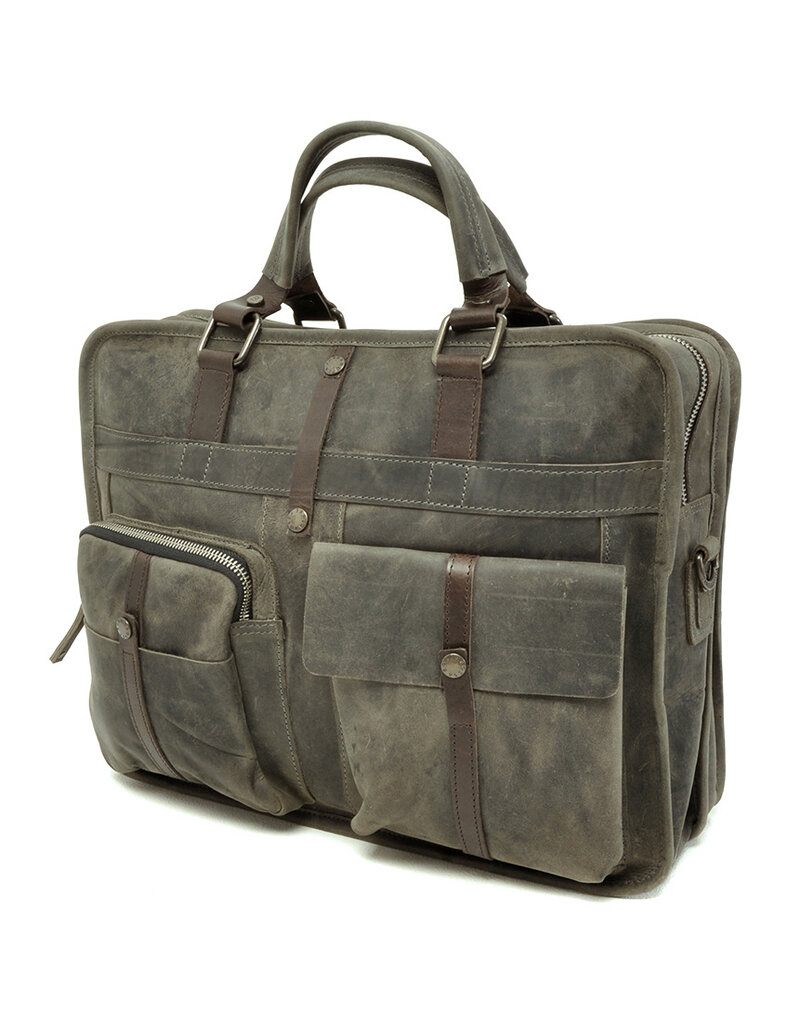 Berba 15,6 Zoll Rindleder Laptoptasche Arbeitstasche Olive