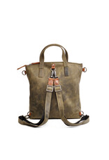 Berba 13 Zoll Leder Shopper Rucksack Olive