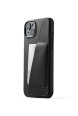 Mujjo Leder Handyhülle Iphone 15 Plus MagSafe Kreditkarte Schwarz