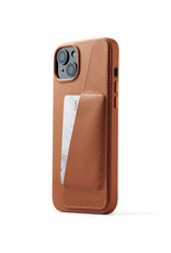 Mujjo Leder Handyhülle Iphone 15 Plus MagSafe Kreditkarte Cognac