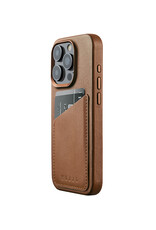 Mujjo Leder Handyhülle Iphone 15 Pro MagSafe Kreditkarte Cognac