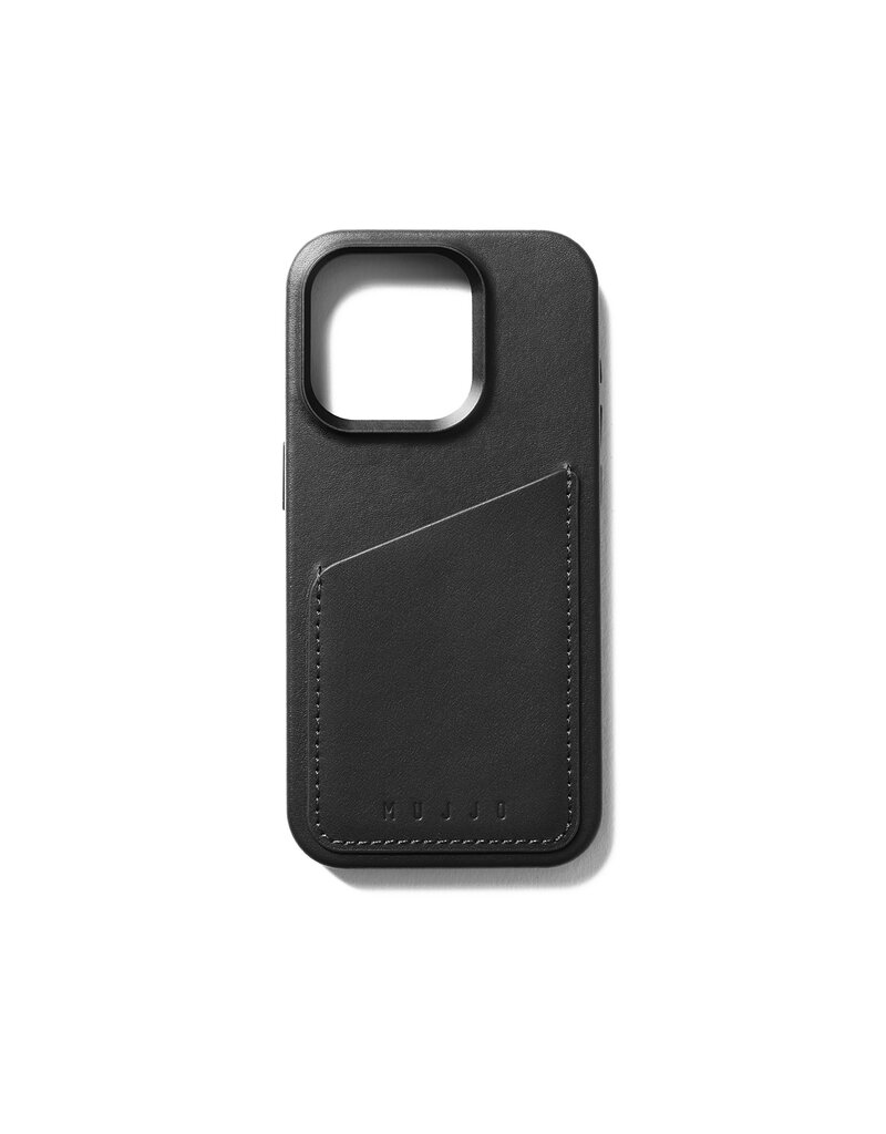 Mujjo Leren iPhone 15 Pro Hoes MagSafe Pasjes Zwart