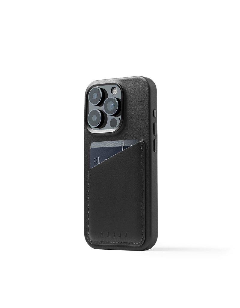 Leder Handyhülle Iphone 15 Pro MagSafe Kreditkarte Schwarz - Barneys Leather