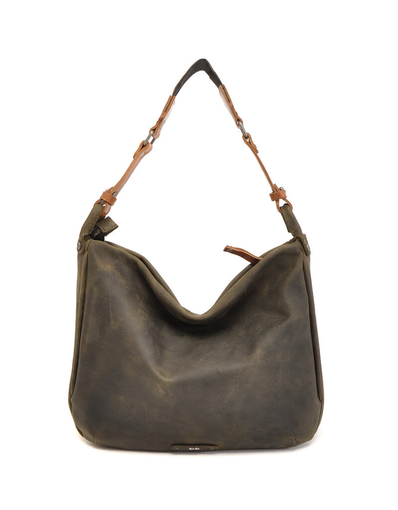 Berba Leder Damen Schultertasche Hobo Bag Olive