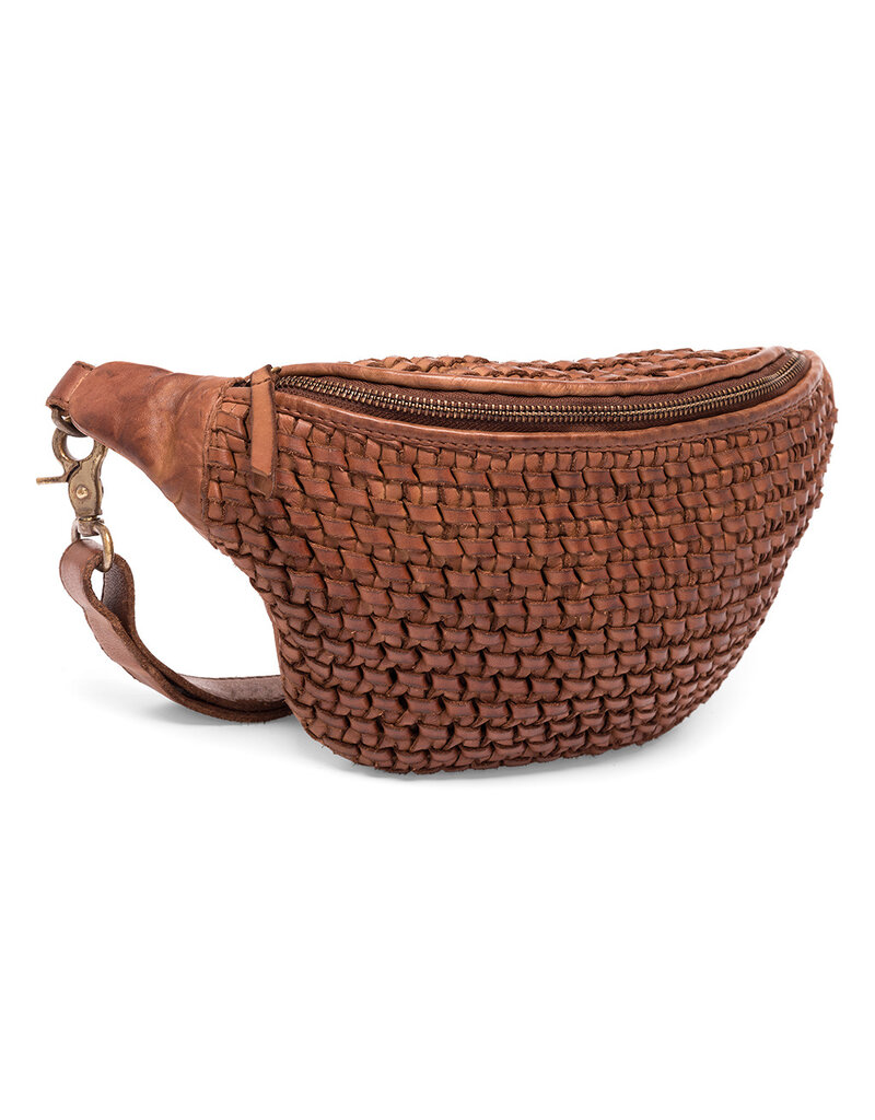 Depeche Geflochtene Leder Bauchtasche Bumbag Cognac