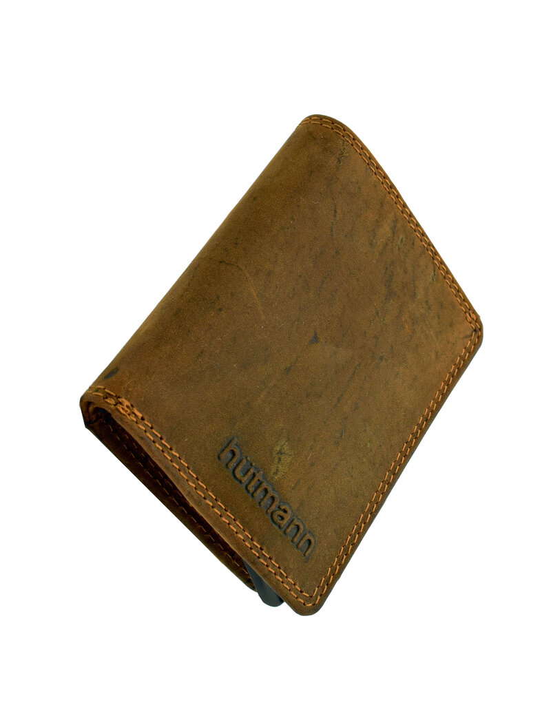 Hütmann Leder Kartenetui Geldbörse mit RFID – Kompaktes Rindsleder Modell, Personalisierbar & Optionale Kette