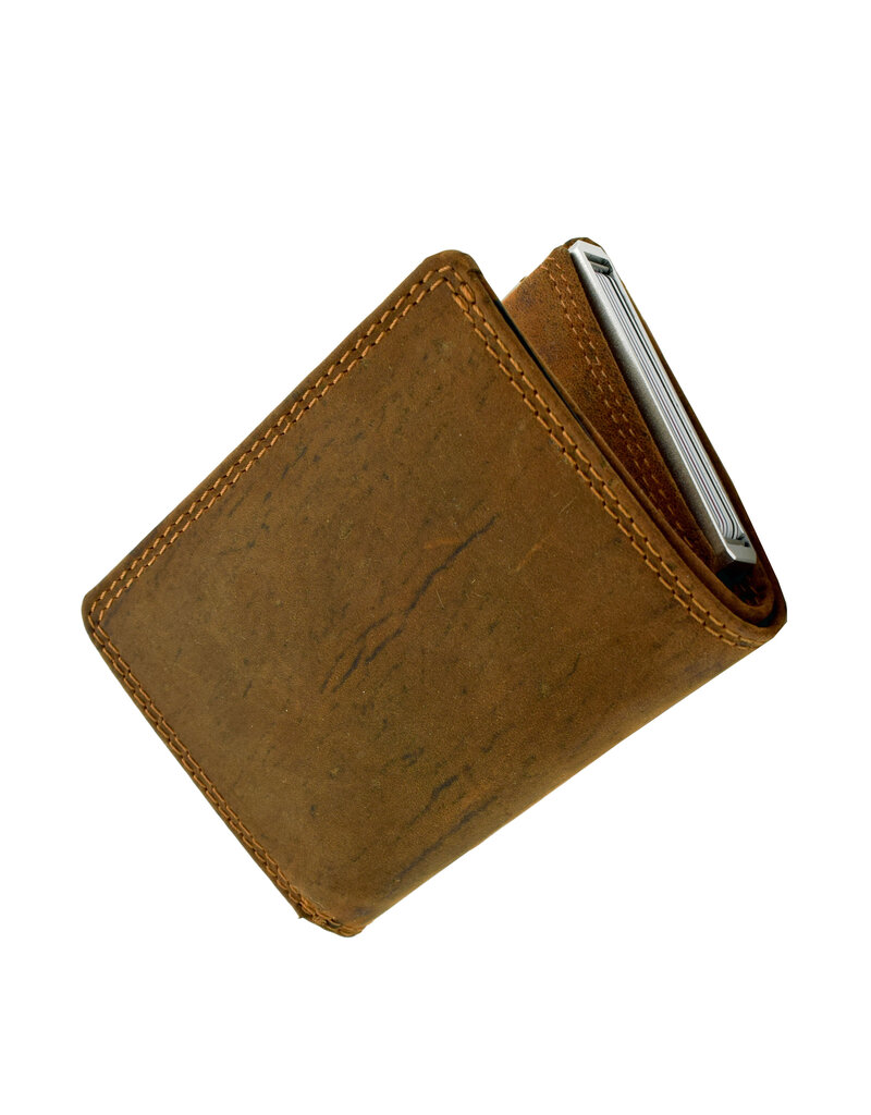 Hütmann Leren Pasjeshouder Portemonnee met RFID – Compact Rundleer Model, Personaliseerbaar & Optionele Ketting