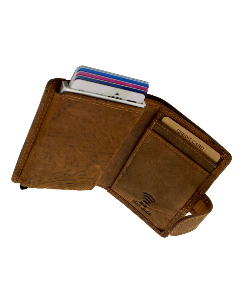 Hütmann Leder Kartenetui Geldbörse mit Münzfach & RFID – Kompakt, Personalisierbar & Optionale Kette