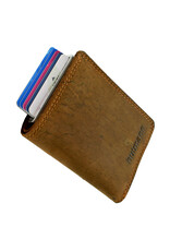 Hütmann Leder Kartenetui Geldbörse mit RFID – Kompaktes Rindsleder Modell, Personalisierbar & Optionale Kette