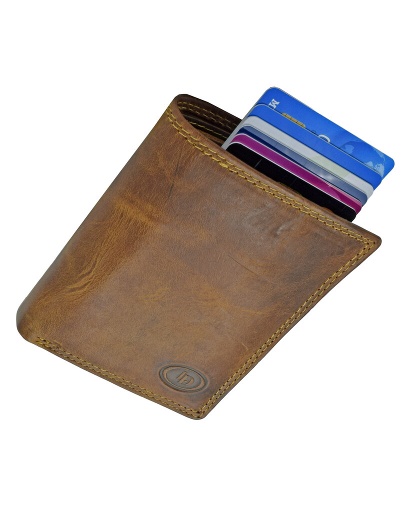 LD Rindleder Cardprotector Portemonnaie mit Münzfach – RFID-Schutz – Personalisierbar & Optionale Kette