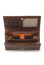 dR Amsterdam Flache Leder Damen Portemonnaie Cognac