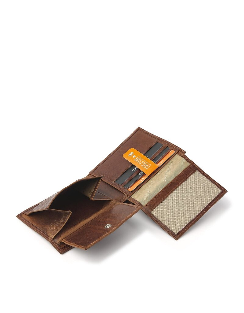 dR Amsterdam Leder Herren Geldbörse Flap Cognac