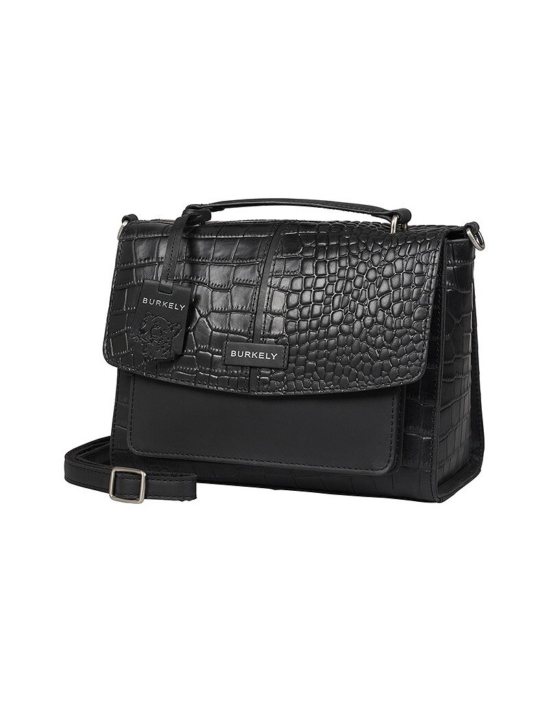 Leren Handtas Schoudertas Croco Zwart Large Barneys Leather