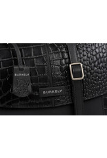 Burkely Leder Handtasche Schultertasche Croco Schwarz Large