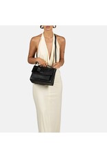 Burkely Leder Handtasche Schultertasche Croco Schwarz Large