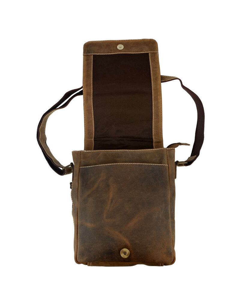 Hunterleren Schoudertas voor Dames & Heren – Personaliseerbaar