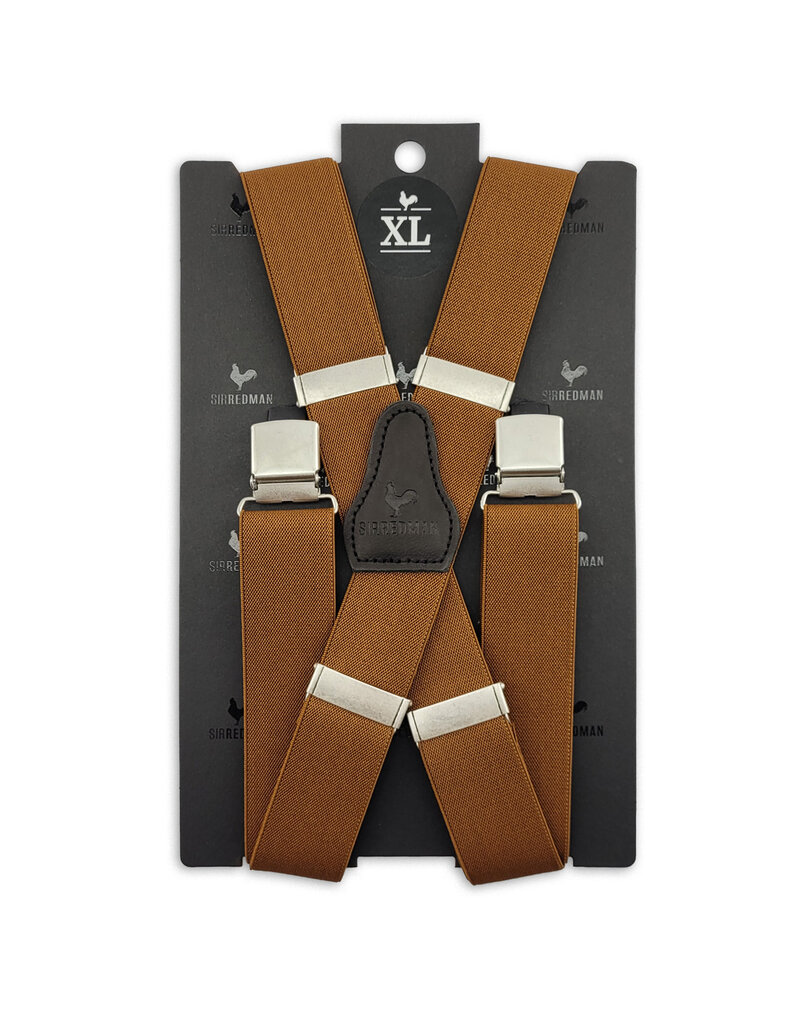 Sir Redman XL Hosenträger Elastisch Cognac