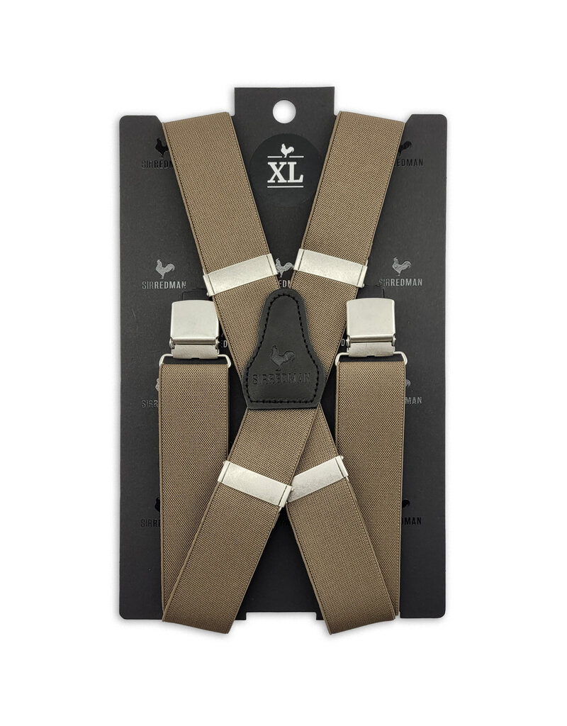 Sir Redman XL Bretels Extra Lang Taupe – Handgemaakt in Nederland met Sterke Clips