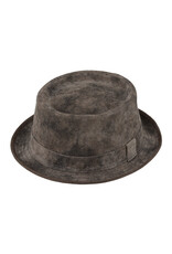 Fiebig Leren Pork Pie Hoed Taupe
