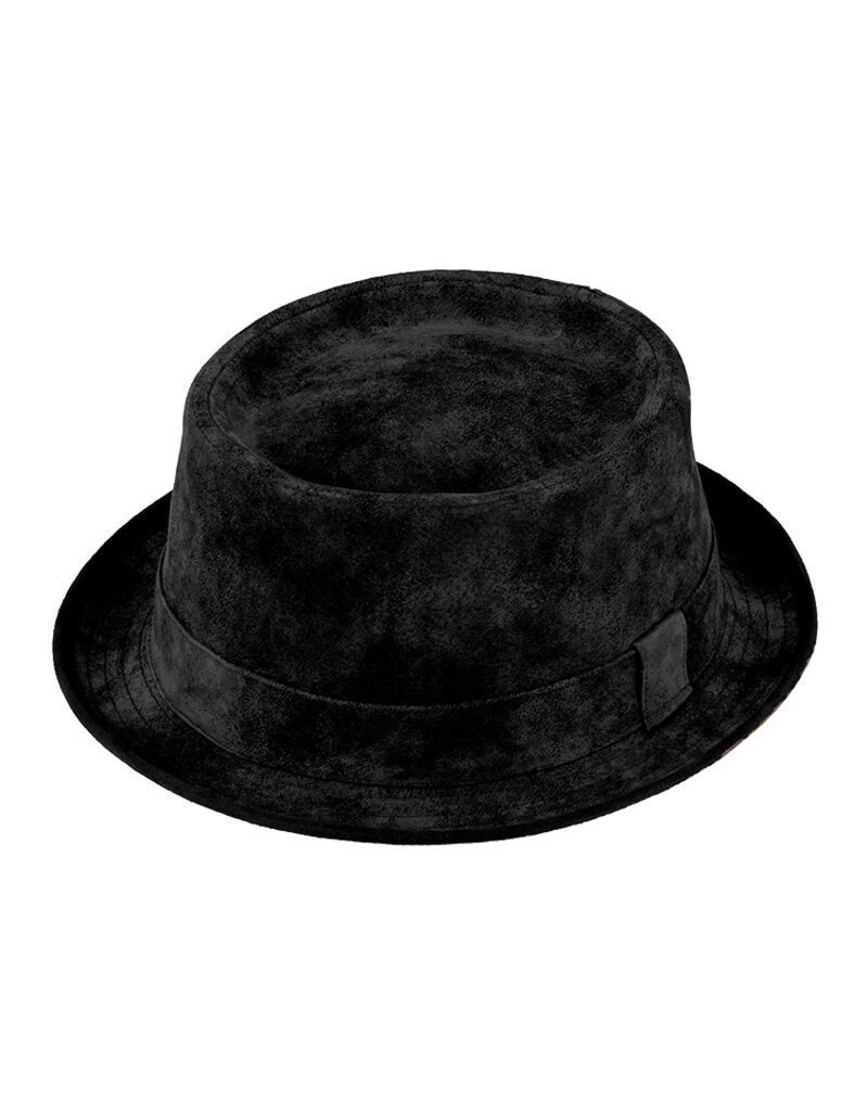 Fiebig Leder Pork Pie Hüte Schwarz