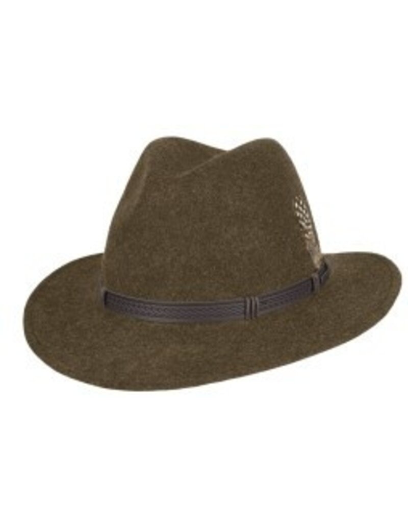 Hatland Outdoorhoed Traveller Met Veer Olijfgroen