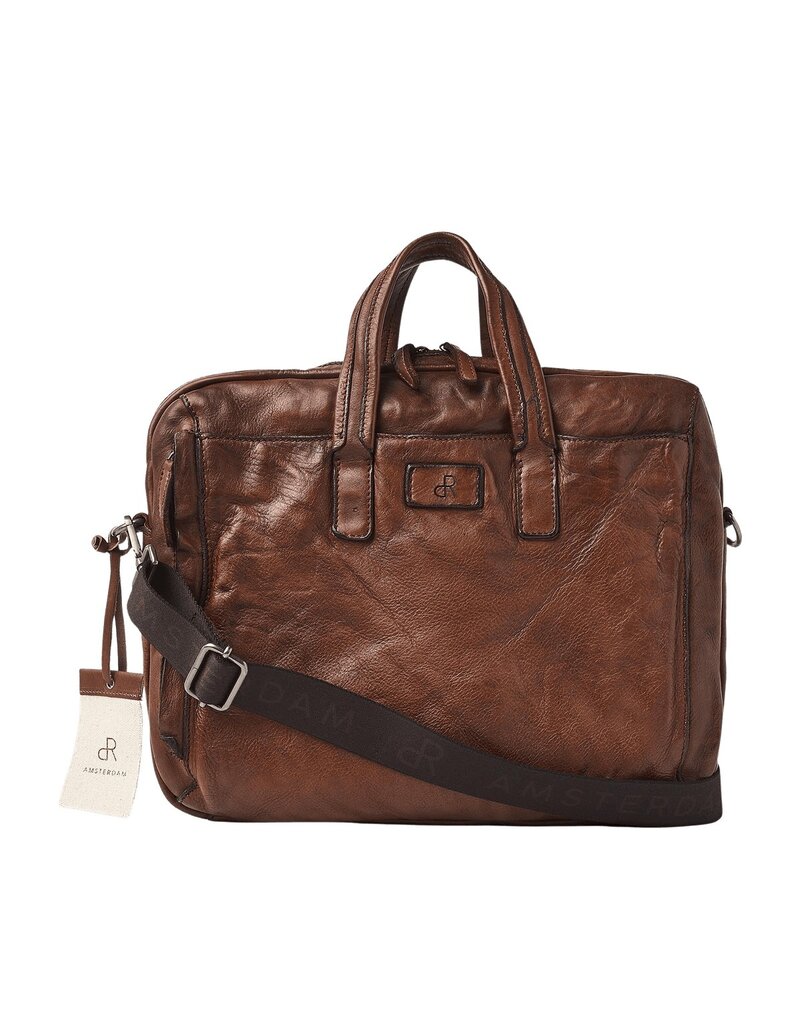 dR Amsterdam Gewaschene Leder Businesstasche Laptop Tasche Chestnut