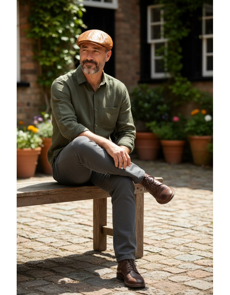 Hatland Leren Flatcap Cognac