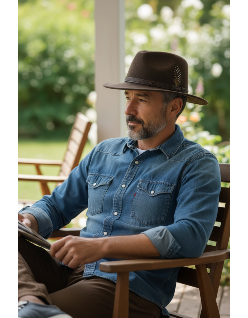 Hatland Outdoorhut Traveller mit Feder Braun